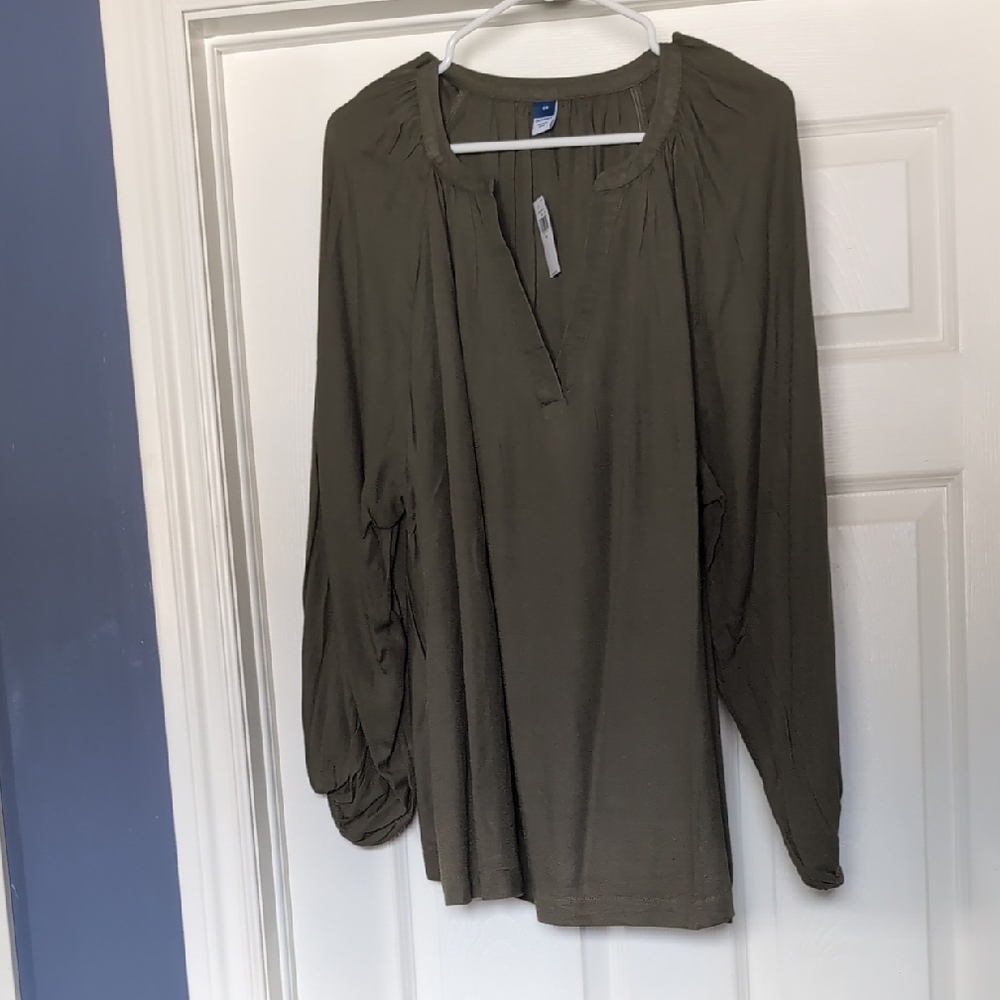 Old Navy Green Long Sleeve Relaxed Blouse